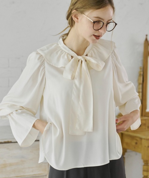 bowtie ribbon frill blouse/ボウタイリボンフリルブラウス（シャツ/ブラウス）｜idem（イデム）