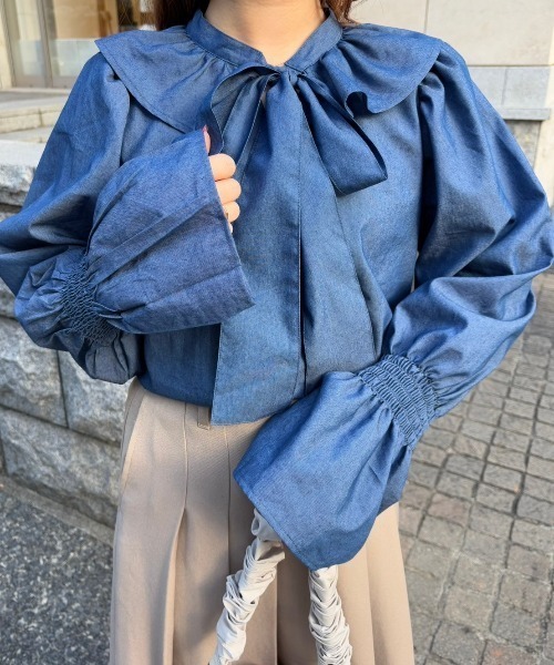 bowtie ribbon frill blouse/ボウタイリボンフリルブラウス（シャツ/ブラウス）｜idem（イデム）