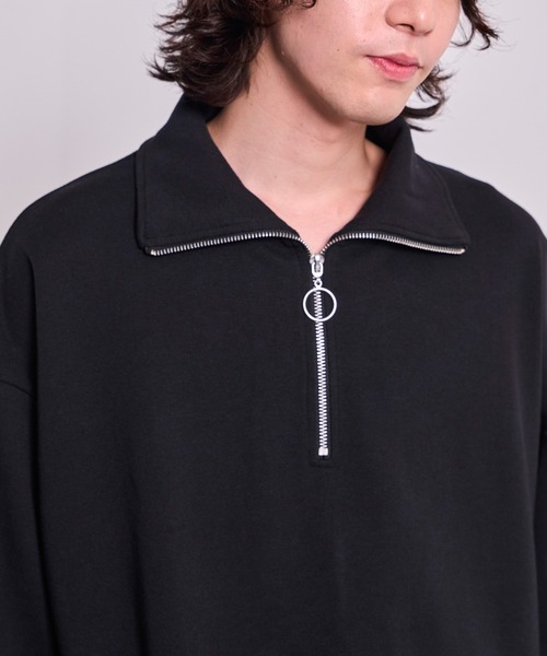 JUNRED（ジュンレッド）の「ドルマンハーフジップTシャツ（Tシャツ/カットソー・メンズ・ブラック/ホワイト・L/M/S）」の5枚目の写真