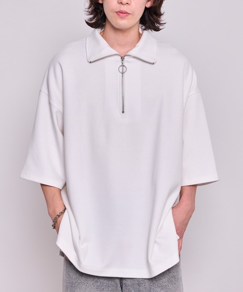 JUNRED（ジュンレッド）の「ドルマンハーフジップTシャツ（Tシャツ/カットソー・メンズ・ブラック/ホワイト・L/M/S）」の7枚目の写真