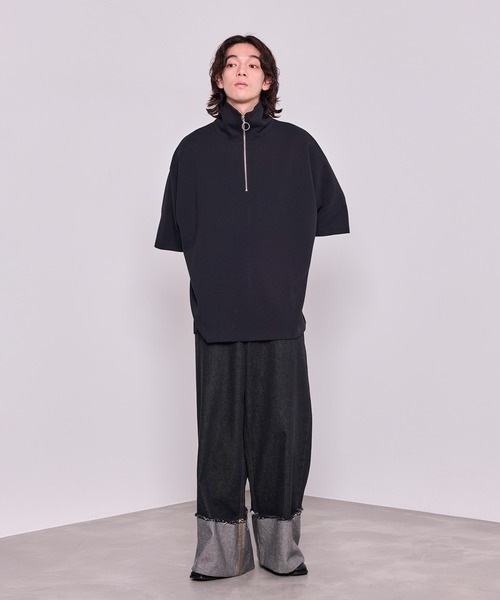 JUNRED（ジュンレッド）の「ドルマンハーフジップTシャツ（Tシャツ/カットソー・メンズ・ブラック/ホワイト・L/M/S）」の11枚目の写真