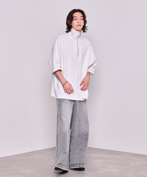 JUNRED（ジュンレッド）の「ドルマンハーフジップTシャツ（Tシャツ/カットソー・メンズ・ブラック/ホワイト・L/M/S）」の12枚目の写真