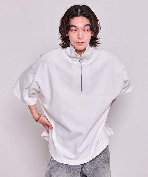 JUNRED（ジュンレッド）の「ドルマンハーフジップTシャツ（Tシャツ/カットソー・メンズ・ブラック/ホワイト・L/M/S）」の14枚目の写真