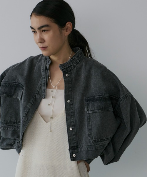 Libra Cue(リブラ キュー)の「デニムショートジャケット(デニムジャケット・レディース・ブラック・FREE)」の12枚目の写真