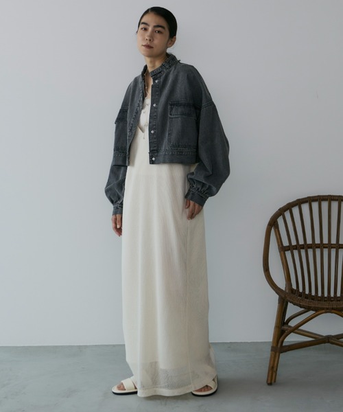 Libra Cue(リブラ キュー)の「デニムショートジャケット(デニムジャケット・レディース・ブラック・FREE)」の11枚目の写真