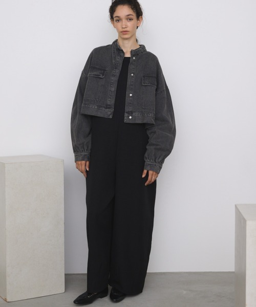 Libra Cue(リブラ キュー)の「デニムショートジャケット(デニムジャケット・レディース・ブラック・FREE)」の4枚目の写真