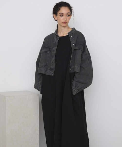 Libra Cue(リブラ キュー)の「デニムショートジャケット(デニムジャケット・レディース・ブラック・FREE)」の6枚目の写真