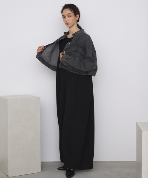 Libra Cue(リブラ キュー)の「デニムショートジャケット(デニムジャケット・レディース・ブラック・FREE)」の5枚目の写真