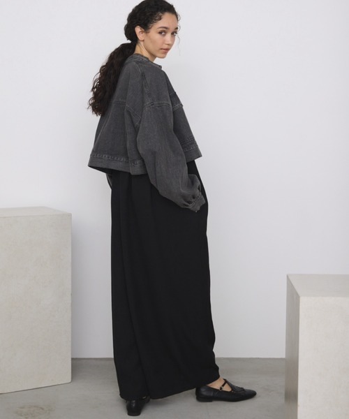 Libra Cue(リブラ キュー)の「デニムショートジャケット(デニムジャケット・レディース・ブラック・FREE)」の3枚目の写真