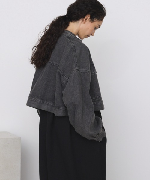 Libra Cue(リブラ キュー)の「デニムショートジャケット(デニムジャケット・レディース・ブラック・FREE)」の7枚目の写真