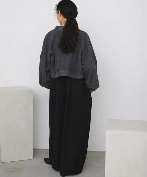 Libra Cue(リブラ キュー)の「デニムショートジャケット(デニムジャケット・レディース・ブラック・FREE)」の2枚目の写真