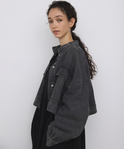 Libra Cue(リブラ キュー)の「デニムショートジャケット(デニムジャケット・レディース・ブラック・FREE)」の9枚目の写真
