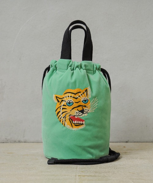HOUSTON（ヒューストン）の「HOUSTON ヒューストン 6874 VELVETEEN EFFECT BAG 刺繍別珍 エフェクツバッグ「TIGER」（ショルダーバッグ・メンズ・ブラック/ネイビー/ミント・FREE）」の3枚目の写真