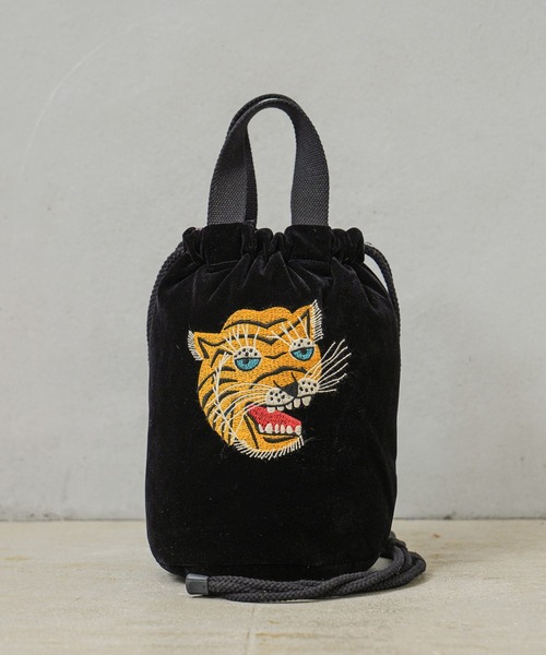 HOUSTON（ヒューストン）の「HOUSTON ヒューストン 6874 VELVETEEN EFFECT BAG 刺繍別珍 エフェクツバッグ「TIGER」（ショルダーバッグ・メンズ・ブラック/ネイビー/ミント・FREE）」の10枚目の写真
