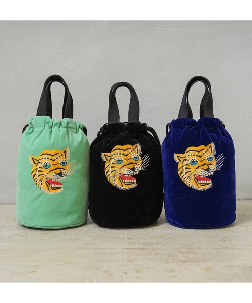 HOUSTON（ヒューストン）の「HOUSTON ヒューストン 6874 VELVETEEN EFFECT BAG 刺繍別珍 エフェクツバッグ「TIGER」（ショルダーバッグ・メンズ・ブラック/ネイビー/ミント・FREE）」の11枚目の写真