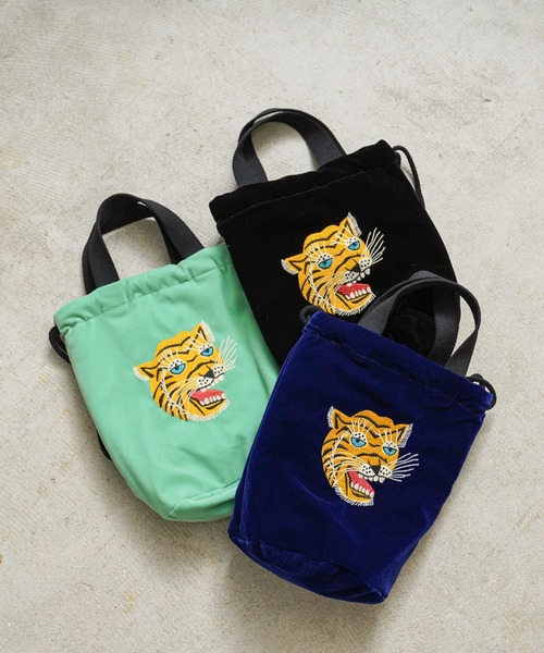 HOUSTON（ヒューストン）の「HOUSTON ヒューストン 6874 VELVETEEN EFFECT BAG 刺繍別珍 エフェクツバッグ「TIGER」（ショルダーバッグ・メンズ・ブラック/ネイビー/ミント・FREE）」の12枚目の写真