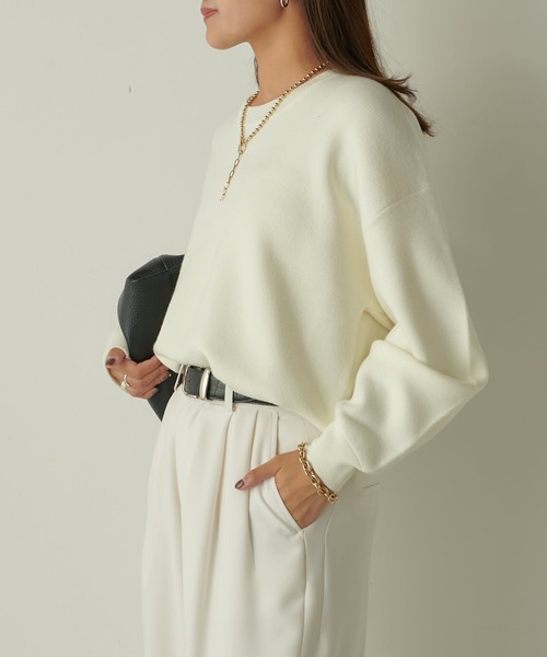 Lui's（ルイス）の「ウォッシャブルベーシックニット（ニット/セーター・レディース・ブラック/オフホワイト/ピンク・FREE）」の9枚目の写真