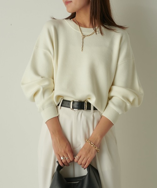 Lui's（ルイス）の「ウォッシャブルベーシックニット（ニット/セーター・レディース・ブラック/オフホワイト/ピンク・FREE）」の5枚目の写真