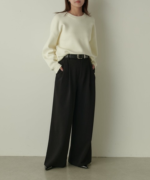 Lui's（ルイス）の「ウォッシャブルベーシックニット（ニット/セーター・レディース・ブラック/オフホワイト/ピンク・FREE）」の12枚目の写真