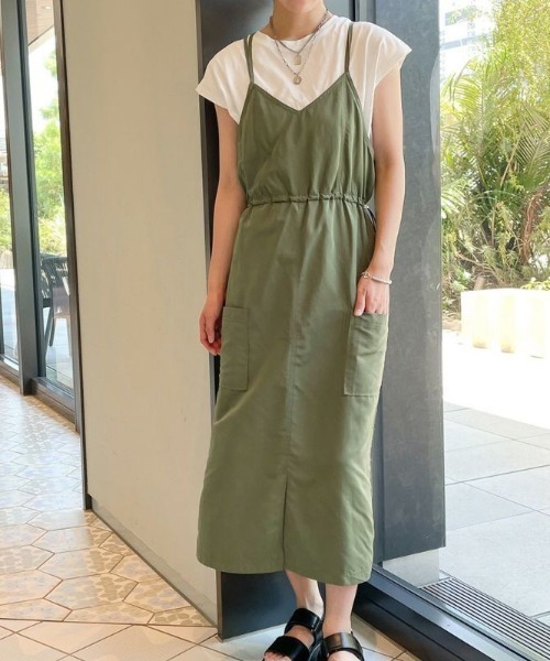 GORGE(ゴージ)の「《ミリタリー×ドロスト》レディース キャミワンピース ポケット付き 体型カバー 春夏秋(ワンピース・レディース・カーキ/ブラック・F)」の10枚目の写真