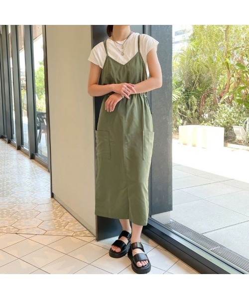 GORGE(ゴージ)の「《ミリタリー×ドロスト》レディース キャミワンピース ポケット付き 体型カバー 春夏秋(ワンピース・レディース・カーキ/ブラック・F)」の11枚目の写真