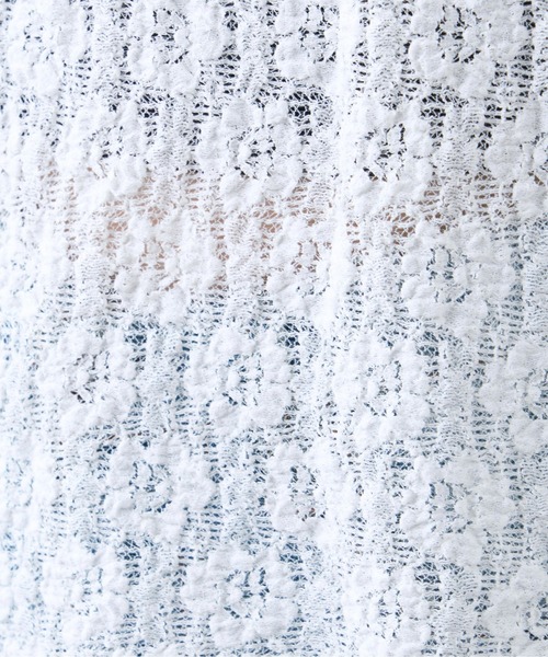 CIAOPANIC TYPY（チャオパニックティピー）の「【新色登場】フラワージャガード風レーストップス（Tシャツ/カットソー・レディース・ホワイト/アイボリー/ブラック/カーキ/サックスブルー/オレンジ・ONE SIZE）」の18枚目の写真