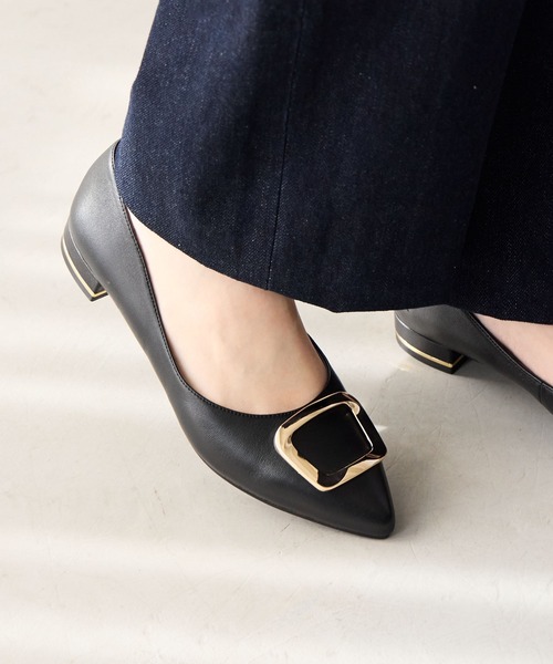 卑弥呼　パンプス　バックルデザイン ローヒールパンプス 640004 再入荷】【WEB限定デザイン】バックルデザインローヒール