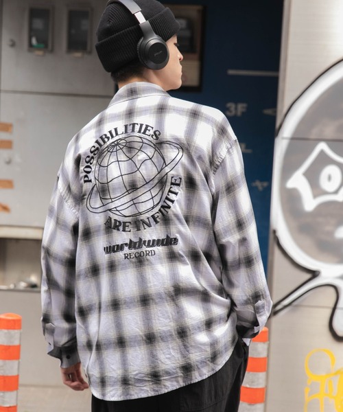 WEGO（ウィゴー）の「WEGO/オンブレチェックグラフィックシャツ（シャツ/ブラウス・メンズ・ブラック系その他2/ホワイト系その他2・LARGE/MEDIUM）」の8枚目の写真