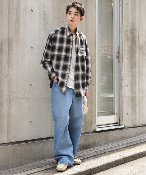 WEGO（ウィゴー）の「WEGO/オンブレチェックグラフィックシャツ（シャツ/ブラウス・メンズ・ブラック系その他2/ホワイト系その他2・LARGE/MEDIUM）」の5枚目の写真