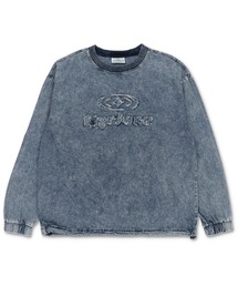 グランジ/ヴィンテージライクデニムプルオーバートップス/サークルロゴ