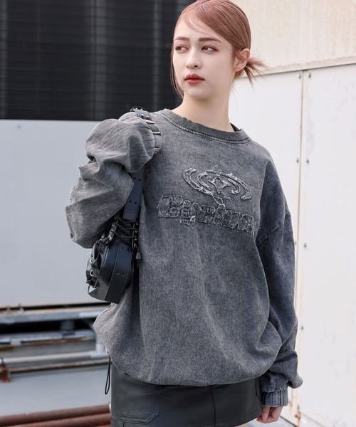 SPINNS（スピンズ）の「グランジ/ヴィンテージライクデニムプルオーバートップス/サークルロゴ（スウェット・メンズ・ブルー系その他/ブラック系その他・ONESIZE）」の21枚目の写真