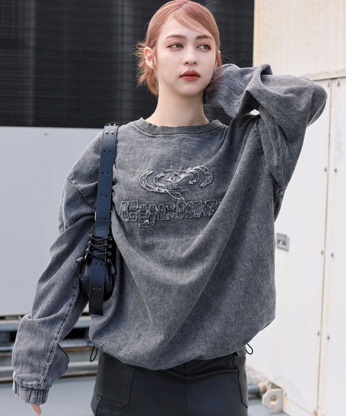 SPINNS（スピンズ）の「グランジ/ヴィンテージライクデニムプルオーバートップス/サークルロゴ（スウェット・メンズ・ブルー系その他/ブラック系その他・ONESIZE）」の22枚目の写真