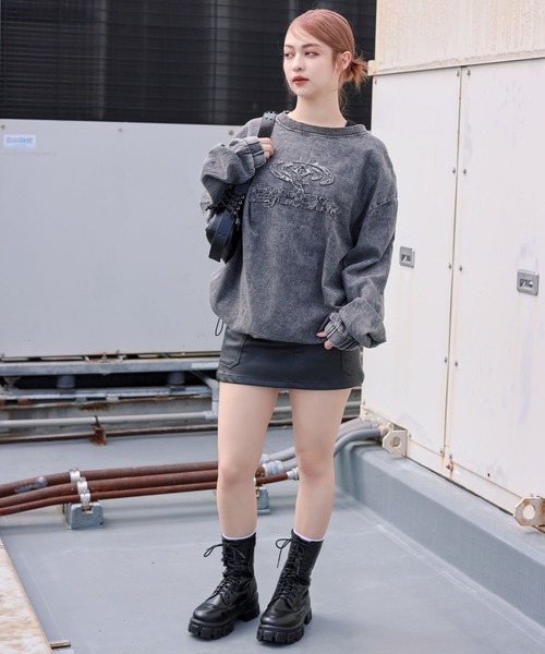 SPINNS（スピンズ）の「グランジ/ヴィンテージライクデニムプルオーバートップス/サークルロゴ（スウェット・メンズ・ブルー系その他/ブラック系その他・ONESIZE）」の17枚目の写真