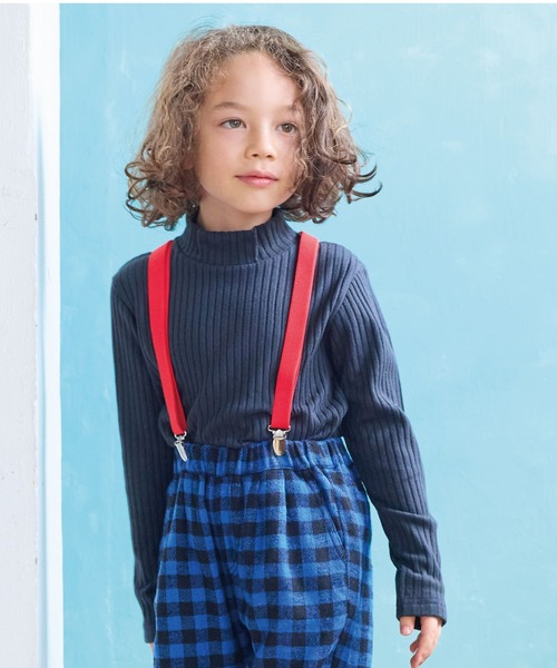 CALMIA(カルミア)の「裏起毛テレコハイネックトップス(Tシャツ/カットソー・キッズ・ブラック/ブラウン/ワインレッド/オフホワイト・100/110/90/150/140/130/120)」の1枚目の写真