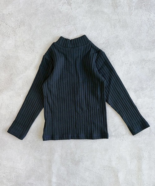 CALMIA(カルミア)の「裏起毛テレコハイネックトップス(Tシャツ/カットソー・キッズ・ブラック/ブラウン/ワインレッド/オフホワイト・100/110/90/150/140/130/120)」の6枚目の写真