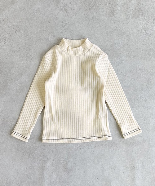 CALMIA(カルミア)の「裏起毛テレコハイネックトップス(Tシャツ/カットソー・キッズ・ブラック/ブラウン/ワインレッド/オフホワイト・100/110/90/150/140/130/120)」の15枚目の写真