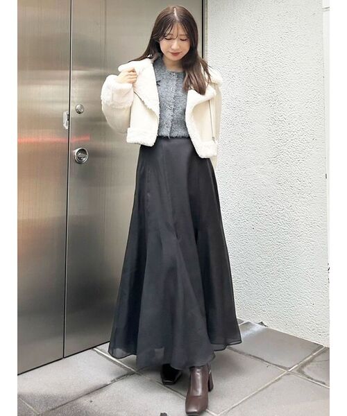 MERCURYDUO(マーキュリーデュオ)の「フェイクムートンボンバージャケット(ムートンコート・レディース・チャコールグレー/ライトグレー/ベージュ/アイボリー・MEDIUM/SMALL)」の12枚目の写真