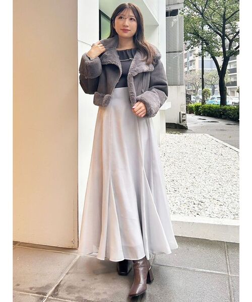 MERCURYDUO(マーキュリーデュオ)の「フェイクムートンボンバージャケット(ムートンコート・レディース・チャコールグレー/ライトグレー/ベージュ/アイボリー・MEDIUM/SMALL)」の20枚目の写真