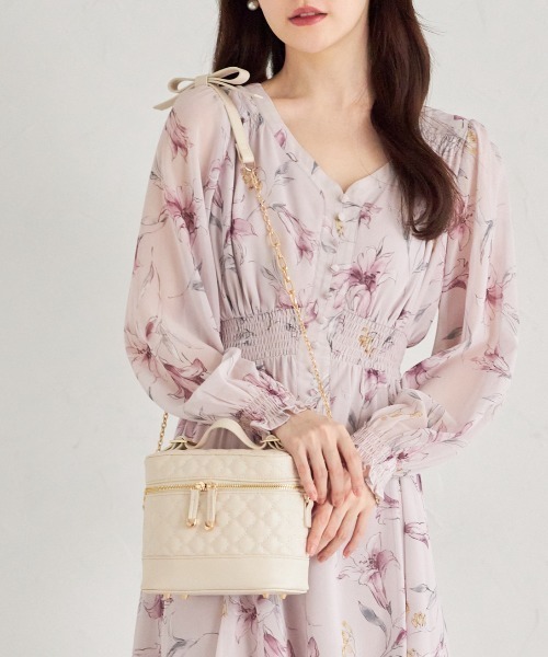 tocco closet リボンショルダー付きバニティバッグ グレイッシュピンク トッコクローゼット tocco closet リボンショルダー付き