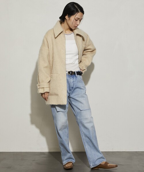 Firsthand(ファーストハンド)の「Firsthand/ファーストハンド リサイクルシャギーZIPコート / スタンドミドルコート / オーバーサイズミドルコート(ステンカラーコート・レディース・チャコールグレー/ベージュ/ピンク/その他・FREE)」の16枚目の写真