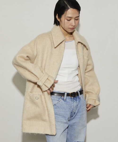 Firsthand(ファーストハンド)の「Firsthand/ファーストハンド リサイクルシャギーZIPコート / スタンドミドルコート / オーバーサイズミドルコート(ステンカラーコート・レディース・チャコールグレー/ベージュ/ピンク/その他・FREE)」の21枚目の写真