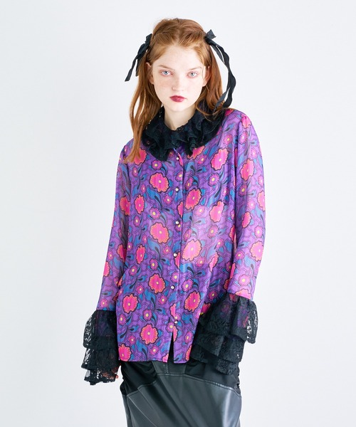 ANNA SUI NYC（アナ スイ エヌ ワイ シー）の「スーパーフリルブラウス（シャツ/ブラウス・レディース・パープル/ブラック・FREE）」の2枚目の写真