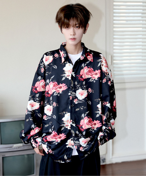 【セール】【neos】ルーズシルエット フラワー レオパード 迷彩 総柄 プリント ロングスリーブ シャツ（シャツ/ブラウス）｜neos（ネオス） 6,526円