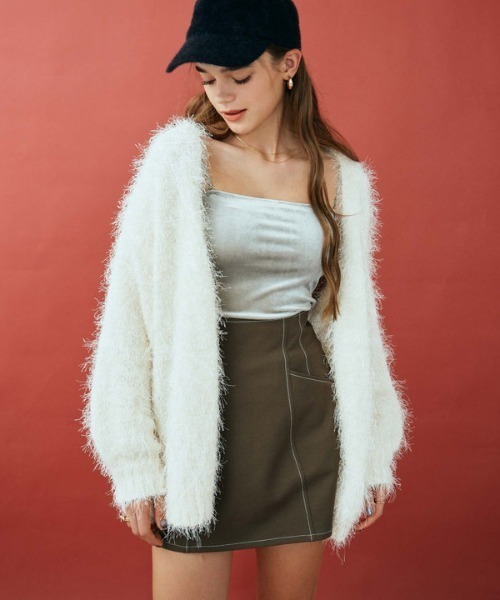 archives（アルシーヴ）の「ライトフェザーミドルニットカーディガン（ニット/セーター・レディース・アイボリー/グレー/ブルー/オレンジ・MEDIUM）」の5枚目の写真