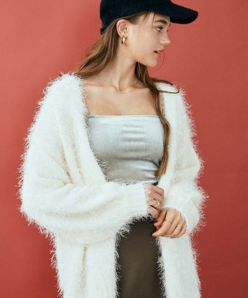 archives（アルシーヴ）の「ライトフェザーミドルニットカーディガン（ニット/セーター・レディース・アイボリー/グレー/ブルー/オレンジ・MEDIUM）」の6枚目の写真