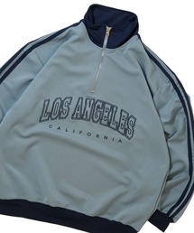 half zip track jacket/フロントロゴ刺繍 ハーフジップ トラックジャケット
