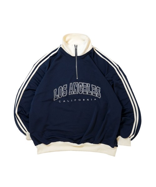 Starting Over(スターティングオーバー)の「half zip track jacket/フロントロゴ刺繍 ハーフジップ トラックジャケット(ジャージ・メンズ・オフホワイト/サックスブルー/ワイン/ネイビー・M/L/XL)」の14枚目の写真
