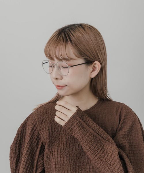 SMELLY（スメリー）の「シンプルボストンダテメガネ（メガネ・レディース・シルバー・-）」の4枚目の写真