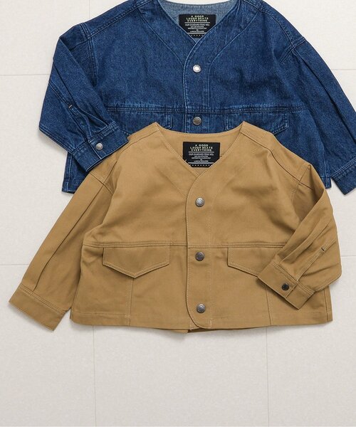 BREEZE（ブリーズ）の「バルーンジャケット（ノーカラージャケット・キッズ・ベージュ/インディゴブルー・90/100/110/120/130/140）」の2枚目の写真