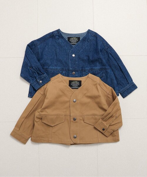 BREEZE（ブリーズ）の「バルーンジャケット（ノーカラージャケット・キッズ・ベージュ/インディゴブルー・90/100/110/120/130/140）」の3枚目の写真